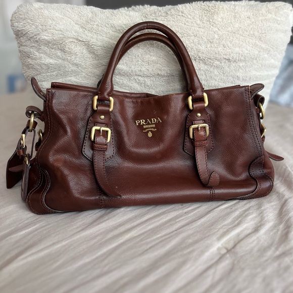 Prada Cervo Antik Brown Leather Handbag - Picture 3 of 15
